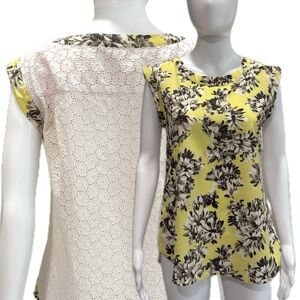 J. Crew Silk Floral Cotton Embroidered Eyelet Mix Sleeveless Top Womens Size 6